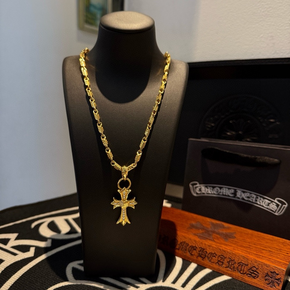 Chrome Hearts Diamond Cross Necklace